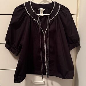 H&M Black Top with White Details-size s